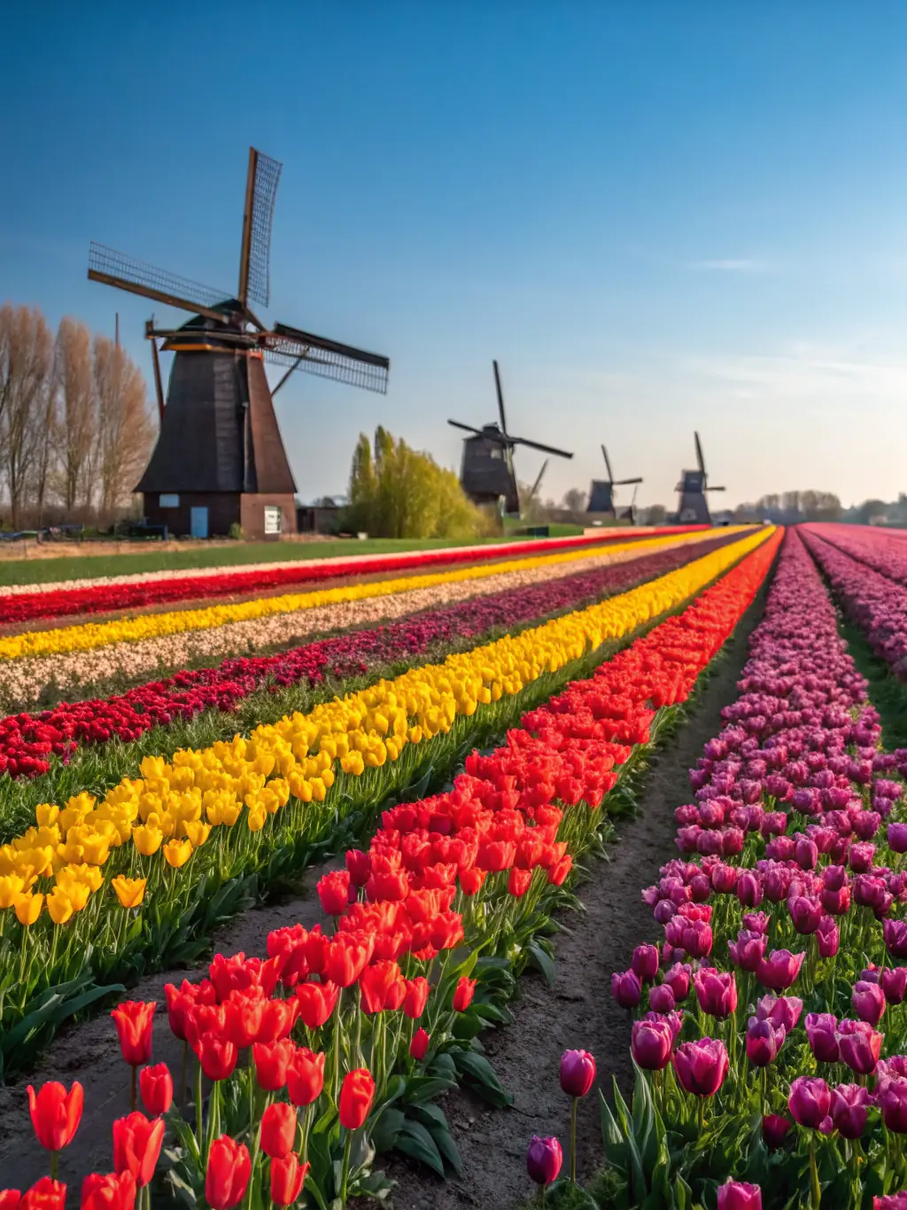 A panoramic view of the Jardin des Tulipes, showcasing its diverse collection of tulips and other plant species, with visitors enjoying the scenery.
